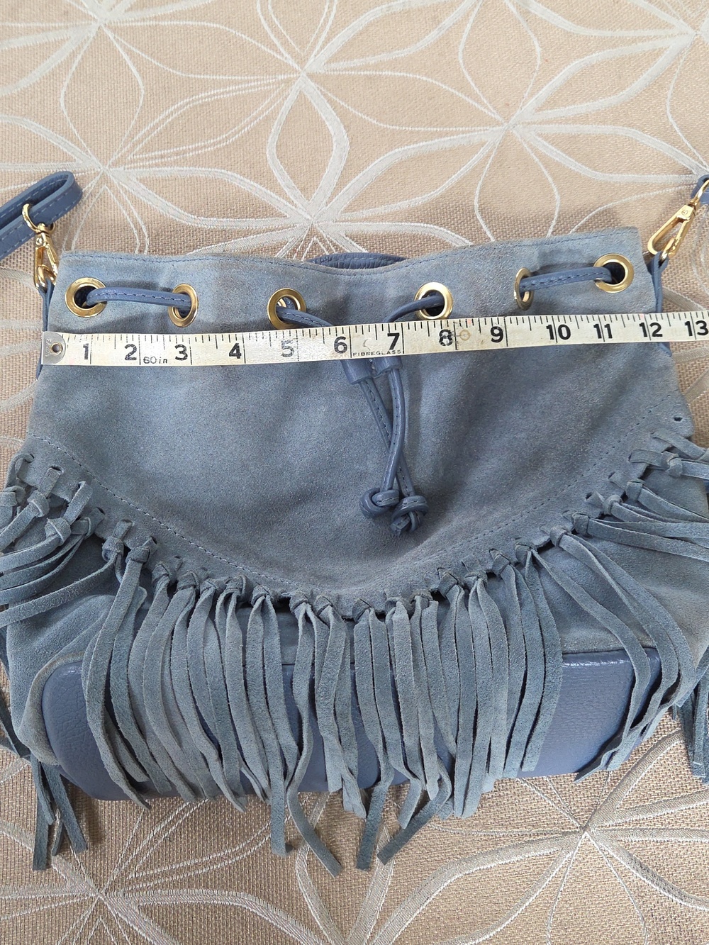 DV Diva's Bag Italian Blue Suede & Leather Fringe Crossbody! - Picture 8 of 13